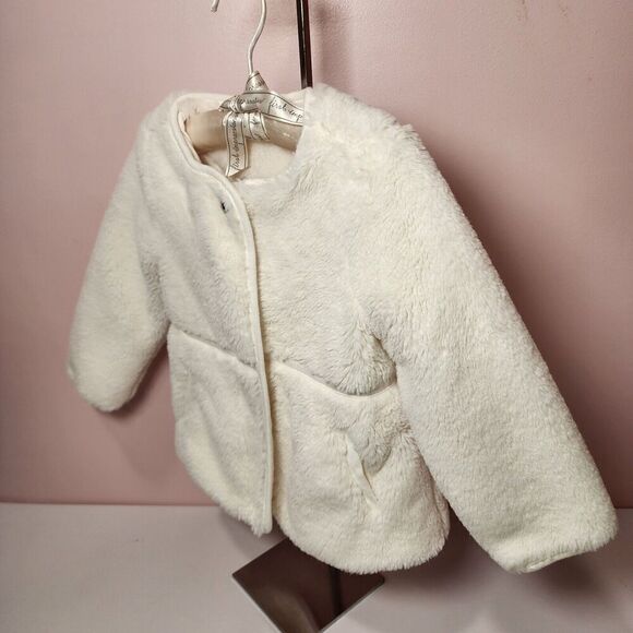 Janie and Jack Ivory Faux Fur Dressy Holiday Formal Coat Jacket 18 to 24 Months - Picture 3 of 8